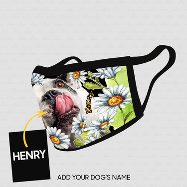 Personalized Dog Gift Idea - Dog's Tongue Out With Daisy For Dog Lovers - Cloth Mask